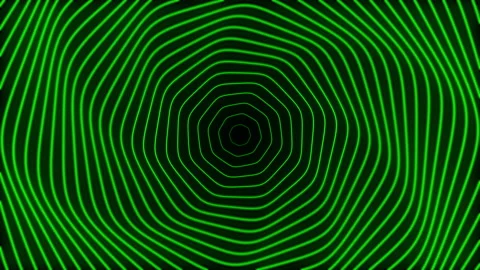 Concentric circles of green color are deformed increasing in size on a black 스톡 동영상 160655852