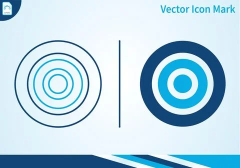 Concentric circles icon mark in solid and outline styles. Stock-Illustration