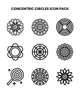Concentric Circles Line Icons Pack Ilustración de archivo