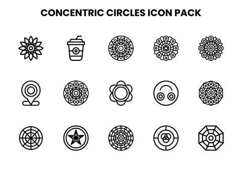 Concentric Circles Line Scalable Icons Pack 스톡 일러스트