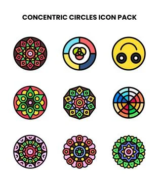 Concentric Circles Lineal Color Graphics Icons Pack Stock Illustration