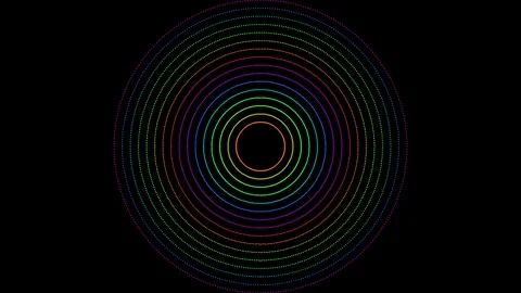 Concentric circles made of thousands of colored dots that randomly change color Stockbeeldmateriaal 304167563