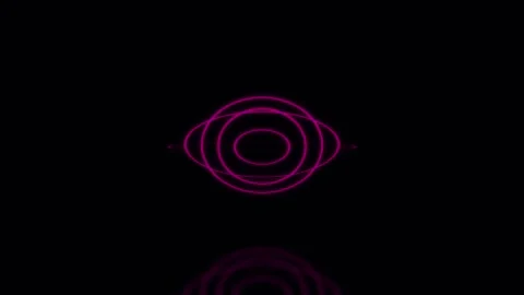 Concentric Circles Pulsating with Neon Light Against Dark Background with S.. Stock Footage 342511759