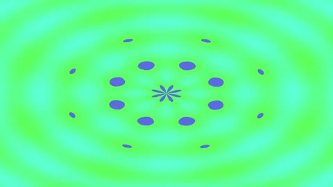 Concentric circles pulse with purple dots around a central flower Stock Footage 328912869