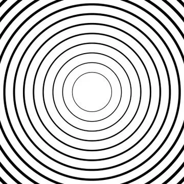 Concentric circles, radial lines pattern(s). Monochrome abstract element(s) Stock Illustration
