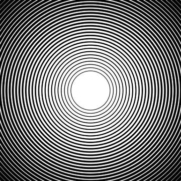 Concentric circles, radial lines pattern(s). Monochrome abstract element(s) Stock Illustration