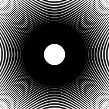 Concentric circles, radial lines pattern(s). Monochrome abstract element(s) Stock Illustration