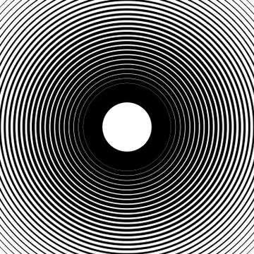 Concentric circles, radial lines pattern(s). Monochrome abstract element(s) Stockillustratie