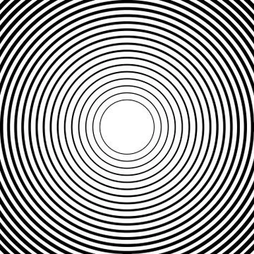 Concentric circles, radial lines pattern(s). Monochrome abstract element(s) Illustrazione stock