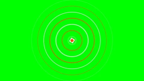 Concentric circles radiating from a central diamond on a bright green backg.. Stock Footage 340900595