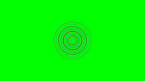 Concentric circles with red and blue rings on a vibrant green background Stock-Footage 340903613