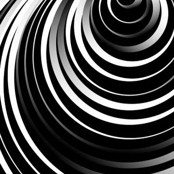 Concentric circles, rings abstract pattern. Monochrome geometric illustration Stock Illustration