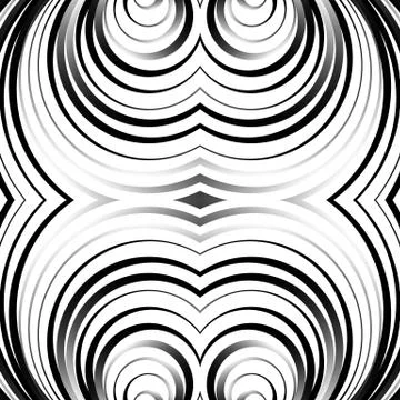 Concentric circles, rings abstract pattern. Monochrome geometric illustration Stockillustratie