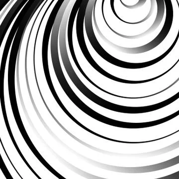 Concentric circles, rings abstract pattern. Monochrome geometric illustration Stock Illustration