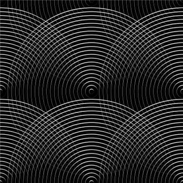 Concentric circles seamless monochrome pattern. Abstract geometry background Stock Illustration