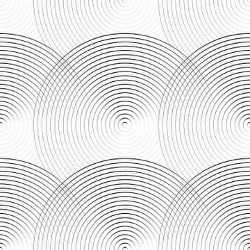 Concentric circles seamless monochrome pattern. Abstract geometry background Stock Illustration