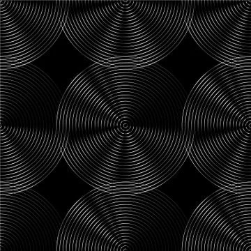 Concentric circles seamless monochrome pattern. Abstract geometry background Stock Illustration