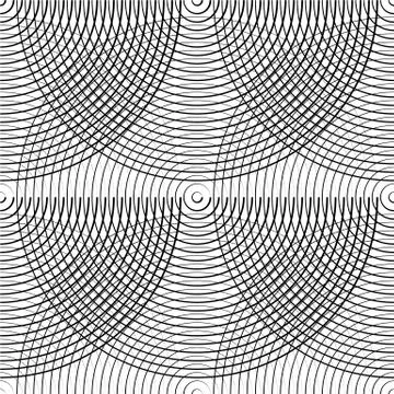 Concentric circles seamless monochrome pattern. Abstract geometry background Illustrazione stock
