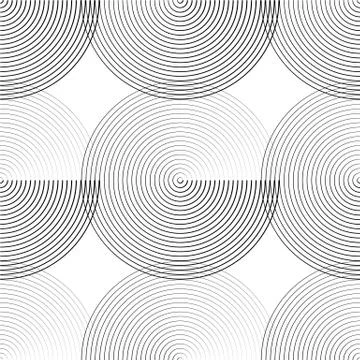 Concentric circles seamless monochrome pattern. Abstract geometry background Illustrazione stock