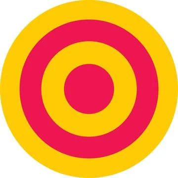 Concentric Circles Target Design - Pink and Yellow Abstract Geometric Pattern Stock Illustration