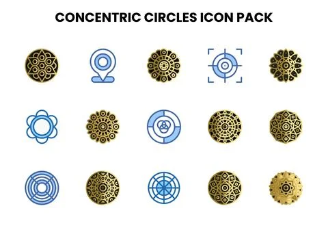 Concentric Circles Two Colour Graphics Icons Pack Stock Illustration