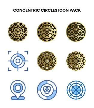 Concentric Circles Two Colour Scalable Icons Pack Stock Illustration