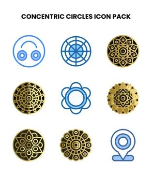 Concentric Circles Two Colour UI Icons Pack Stock Illustration
