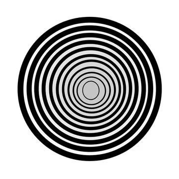Concentric circles with white background. black colour circle repeated design. Stock Illustration