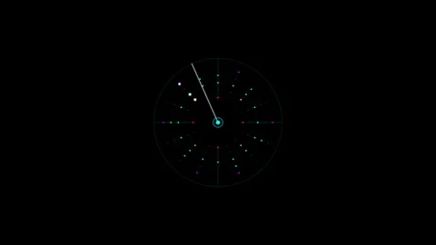 Concentric Circular Step Sequencer with rotating polyrhythmic beat trig 4K Alpha Vídeo Stock 345874022
