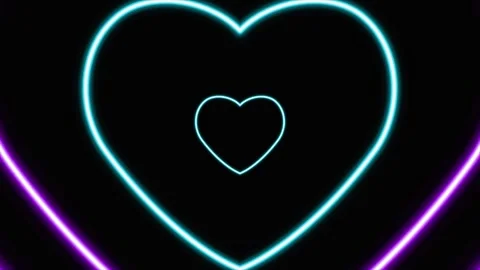 Concentric colorful neon heart loop on black background, Glowing heart moti.. Stock Footage 279068246
