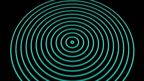 Concentric cyan circles on a dark background creating a futuristic ripple e.. Stock Footage 337567114