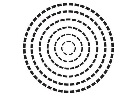 Concentric Dashed Circle Pattern  Geometric Optical Background Design Stock Illustration