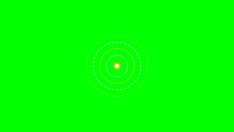 Concentric dashed circles radiating from a central point on green background Stock Footage 341824386