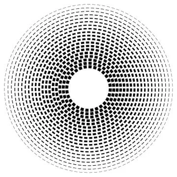 Concentric dashed line circles - Abstract geometric element on white イラスト素材