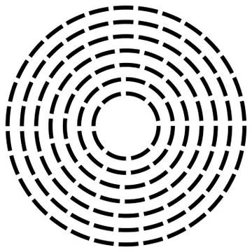Concentric dashed line circles - Abstract geometric element on white イラスト素材