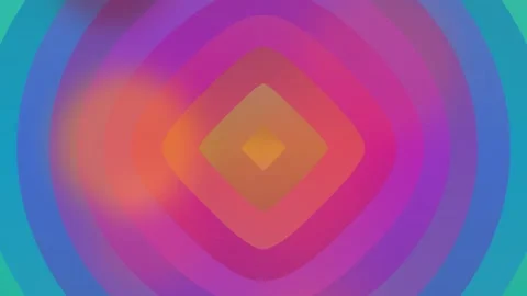 Concentric diamond shapes with blurred edges in a vibrant gradient from blue to Stock Footage 330929219