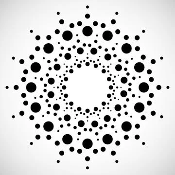 Concentric Dots, Circles. Dotted Abstract Element, Abstract Pattern on White Stock Illustration