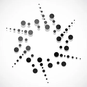 Concentric dots, circles. Dotted abstract element, abstract pattern on white. Stock Illustration