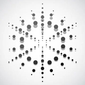 Concentric dots, circles. Dotted abstract element, abstract pattern on white. Stock Illustration