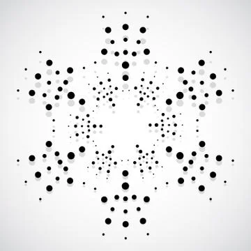 Concentric dots, circles. Dotted abstract element, abstract pattern on white. Stock Illustration