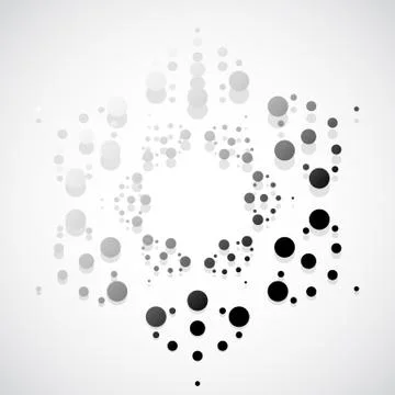 Concentric dots, circles. Dotted abstract element, abstract pattern on white. Stock Illustration