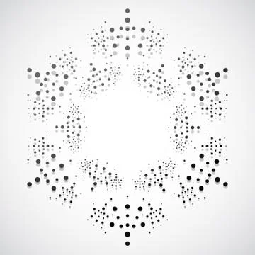 Concentric dots, circles. Dotted abstract element, abstract pattern on white. Stock Illustration