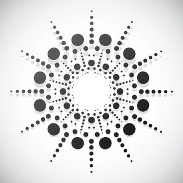 Concentric dots, circles. Dotted abstract element, abstract pattern on white. Stock Illustration