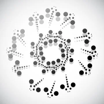 Concentric dots, circles. Dotted abstract element, abstract pattern on white. Stockillustratie