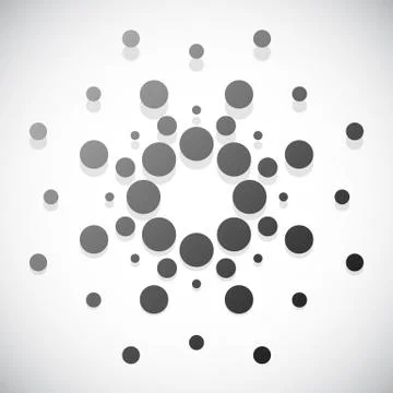 Concentric dots, circles. Dotted abstract element, abstract pattern on white. Stock Illustration