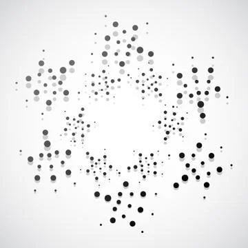 Concentric dots, circles. Dotted abstract element, abstract pattern on white. 스톡 일러스트