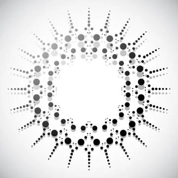 Concentric dots, circles. Dotted abstract element, abstract pattern on white. Stockillustratie