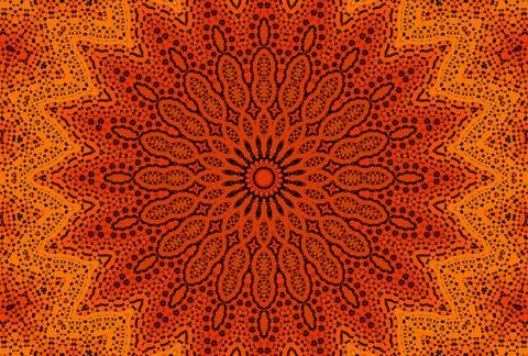 Concentric dotted pattern Abstract orange background with radial dotted pa... 写真素材
