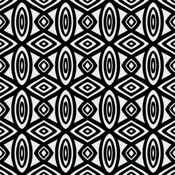 Concentric Ellipses and Diamonds (Black, White) Stock Illustration