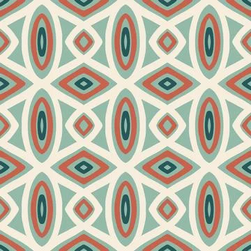 Concentric Ellipses and Diamonds (Dark Green, Soft Green, Caramel, Cream) Stock Illustration